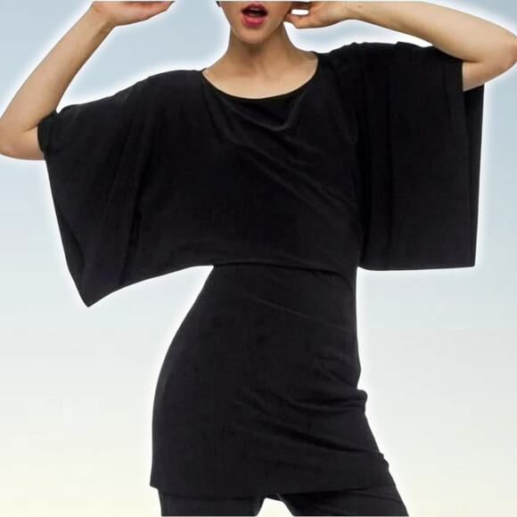 Norma Kamali Dresses & Skirts - NORMA KAMALI Dolman Sleeve Black Tunic Mini Dress Sz Small